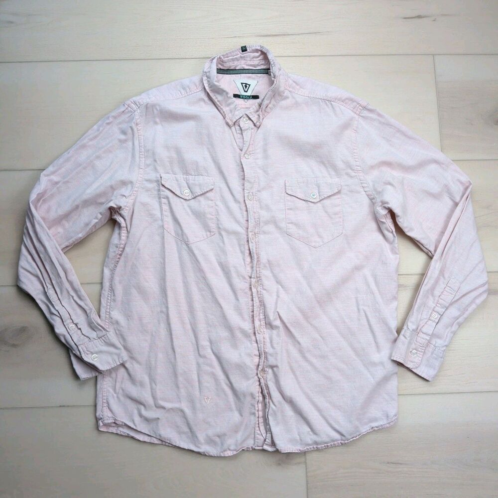 Vissla Temples Shirt Mens XL Pink Long‎ Sleeve Button Up Casual M518KTEM